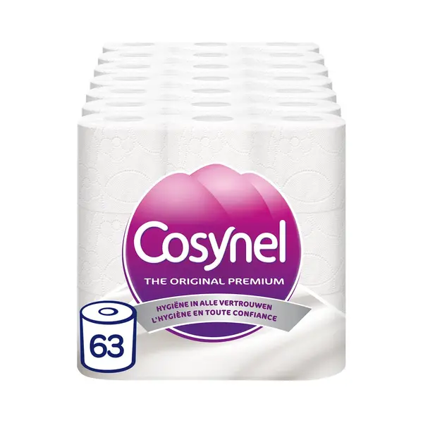 Cosynel Toiletpapier - 63 Rollen - Wit 3-laags - Voordeelverpakking thumbnail