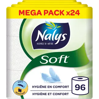 Nalys Soft Toiletpapier - 96 Rollen - Wit (2-laags) - Voordeelverpakking