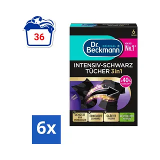 Dr. Beckmann - Kleurverzorging - Intensive Black 2 In 1 - Donkere Was - 6 Doekjes - Voordeelverpakking - 6 Stuks