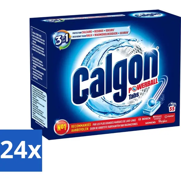 Calgon - Wasmachinereiniger - Tegen Kalkaanslag / Wasmiddelresten / Geuren - 55 Tabletten - Voordeelverpakking - 24 Stuks thumbnail