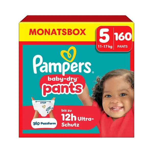 Pampers Baby Dry Pants Gr. 5 Junior 12-17kg Windeln, 160 Stück, Monatsbox thumbnail