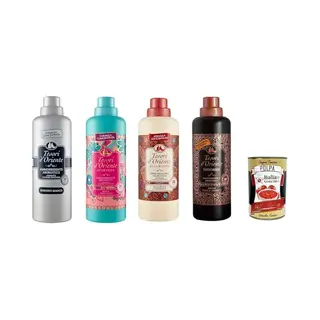Italian Gourmet E.R. Testpaket Tesori D'oriente Weichspüler Softener Muschio Bianco Ayurveda Byzanthium Hammam 5x 750ml + Italian Gourmet Polpa 400g