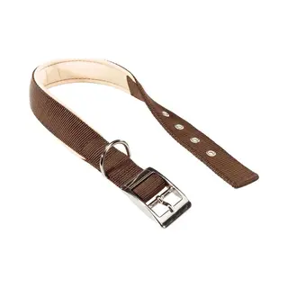 Ferplast Dog Collar Medium Large Size Dog Collar In Padded Nylon Adjustable Metal Buckle, Neck Size 41-49 Cm, Brown