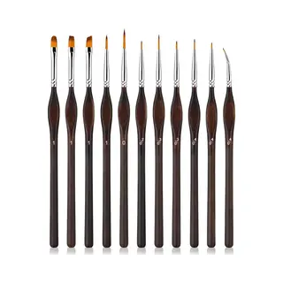 11-delige Kwastenset, Kunstenaarskwastenset, Fijne Detailkwasten, Professionele Detailkwasten, Voor Acrylverf, Aquarelverf En Olieverf, Modelbouw,