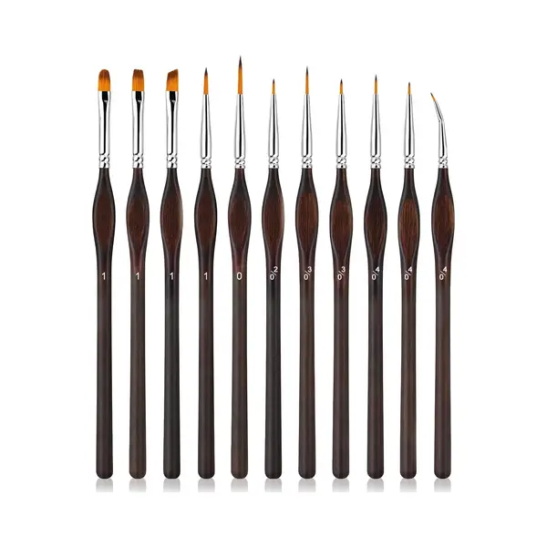 11-delige Kwastenset, Kunstenaarskwastenset, Fijne Detailkwasten, Professionele Detailkwasten, Voor Acrylverf, Aquarelverf En Olieverf, Modelbouw, thumbnail