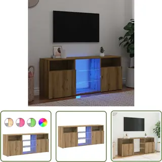 The Living Store VidaXL Salontafel - Tv-meubel - Tv-meubel Met Led 120x30x50 Cm Bewerkt Hout Artisanaal Eiken - Houten Tv-kast - Led Verlichting - Rgb Verlichting