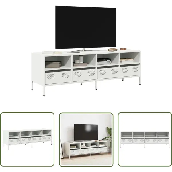 The Living Store - Vidaxl Tv-schrank Weiß 135x39x43, 5 Cm Kaltgewalzter Stahl thumbnail