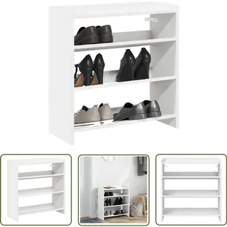 VidaXL Houten Schoenenrek - Schoenenrek - Schoenenrek 60x25x62 Cm Bewerkt Hout Wit - Wit Schoenenrek - Schoenenopbergers - Entree Furniture