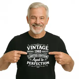 Kariban T-shirt - Unisex - Zwart - Vintage - Limited Edition - Aged To Perfection - Geboortejaar 1965 - Bio Katoen - Verjaardag En Feest - Cadeau - Maat Xl