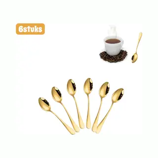 6stuks - Lepels - Mini Koffielepels - Dessertlepels - Theelepels - Roestvrijstalen Kleine Lepels - Westerse Theelepels - Mini Huishoudlepels - Gouden