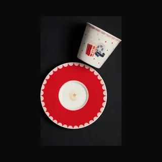 Blogo Design Bone Collection Happy Table “Cinema” China Porselein Set Van 4 Kop & Schotel 11.4 X 7.8 Cm