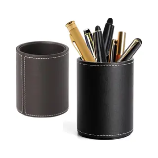 Pennenbakje-pennenhouder-pennenbak-Penhouder Met 2 Vakken - Penhouder Van Hoogwaardig Leer Met Eenvoudig Ontwerp - Grote Capaciteit - Multifunctionele