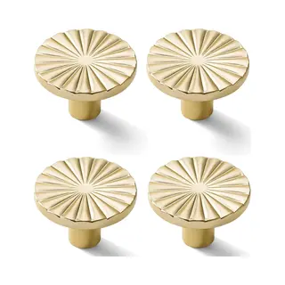 4 Geborstelde Gouden Kastknoppen - 37×37×22mm - Messing Platte Ladegrepen - Handgrepen Voor Keukens, Kasten, Badkamers, Dressoirs, Kasten - Goud
