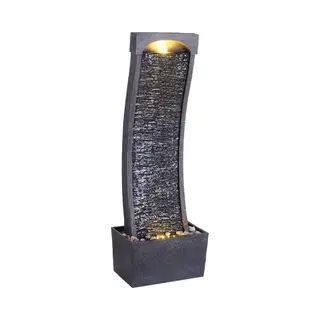 Teamson Home Gartenbrunnen Wasserbrunnen Aus Polyresin Schwarz H98 Cm