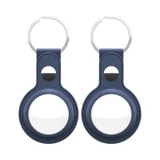 KeyBudz AirTag Sleutelring 2 Pak – Handgemaakt Echt Leder – Veilige Pasvorm Voor AirTag – Compatibel Met Apple AirTag - Blauw