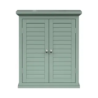 Teamson Home Glancy Removable Two-Door Wall Cabinet With Faux Louvered Doors, Sage Green