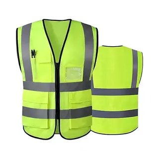 2 Stuks Veiligheidsvest Voor Heren En Dames-hoge Zichtbaarheid- Fietsvest Met Ritssluiting-reflecterend Vest-werkvest-Zak Fluorescerend Geel-Xxxl