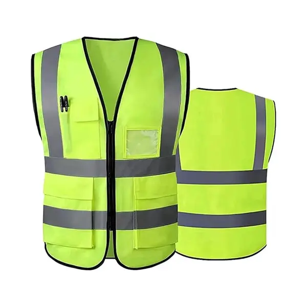 2 Stuks Veiligheidsvest Voor Heren En Dames-hoge Zichtbaarheid- Fietsvest Met Ritssluiting-reflecterend Vest-werkvest-Zak Fluorescerend Geel-Xxxl thumbnail