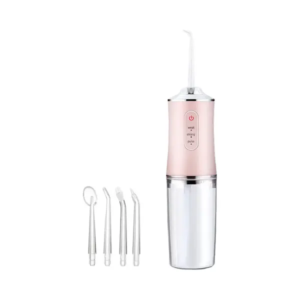 Monddouche - Water Flosser - Elektrische Waterflosser Draadloos- Draagbare Waterflosser - Tandsteen Verwijderaar - 3 Standen - 4 Opzetstukken - Lange thumbnail