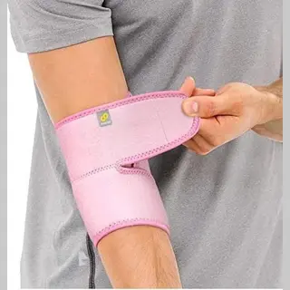 Bracoo Elbow Support Brace, Men Women, Adjustable Neoprene Support Sleeve For Tennis, Golf, Pickleball, Weightlifting, ES10 (Pink)