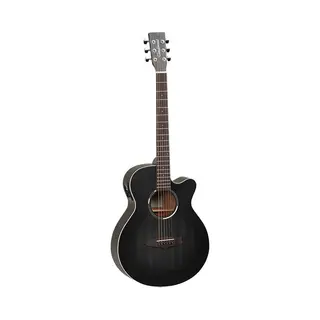 Tanglewood Blackbird Super Folk Cutaway Elektroakustische Gitarre, Smokestack Black Satin