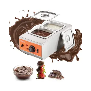 Vevor Commerciële Chocolade Temperatuur 800 W Elektrische Chocoladebad 2 Tanks 1, 5 L Chocolade Smelter Instelbare Temperatuur 30-85 °C Voedsel