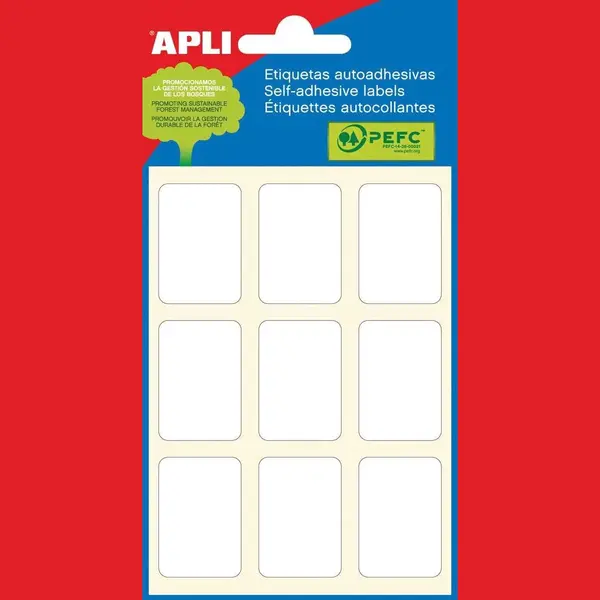 Apli Blister Labels, 540 Adhesive Stickers - White, 22 X 32 Mm, Permanent, Rectangular thumbnail