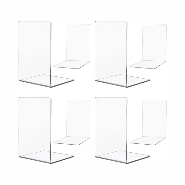 Set Van 8 Boekensteunen, Boekensteunen Van Helder Acryl, Voor Kinderen, Kantoor, Woonkamer En Studeerkamer, School, Boekhandel En Bibliotheek, thumbnail
