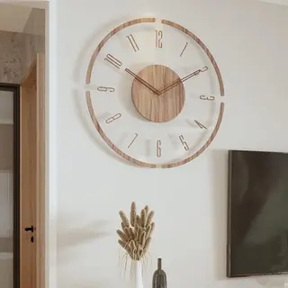Vintage Houten Wandklok, Transparante Acryl Wandklok, Ronde Stille Wandklok, Op Batterijen, Niet-tikkende Decoratieve Klok Voor Woonkamer/slaapkamer,