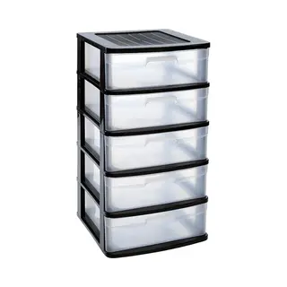 PlasticForte Ladeblok - Bureau Organizer - 5 Lades - Zwart - L40 X B39 X H81 Cm