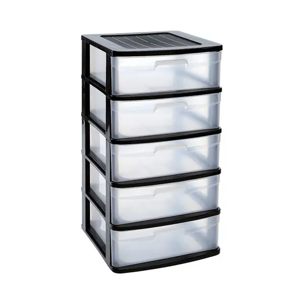 PlasticForte Ladeblok - Bureau Organizer - 5 Lades - Zwart - L40 X B39 X H81 Cm thumbnail