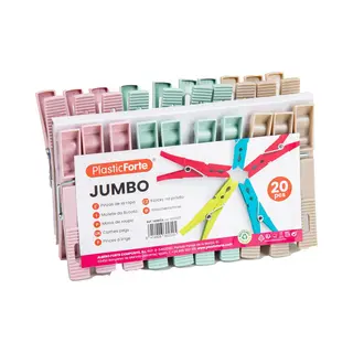 Plasticforte Wasknijpers Xl Formaat - 20x Stuks - Pastel Kleuren Mix - Kunststof - 10 Cm - Was Ophangen