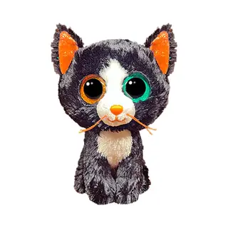 Ty Beanie Boos - Maan Het Zwarte Kitten Met Grote En Glinsterende Oranje En Groene Ogen, Pluche Dier Met Grote Glanzende Ogen, 15 Cm - T37388
