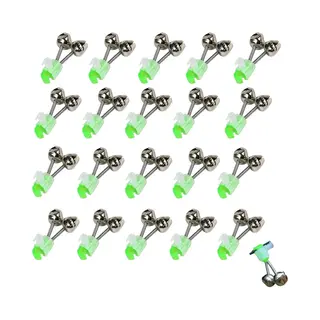 20 Stuks Zilveren Hengel Met Dubbele Bellen, Groene Gegalvaniseerde Visbeetmelder, Draagbare Herbruikbare Beethaak, Beetindicator (groen)