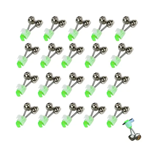 20 Stuks Zilveren Hengel Met Dubbele Bellen, Groene Gegalvaniseerde Visbeetmelder, Draagbare Herbruikbare Beethaak, Beetindicator (groen) thumbnail