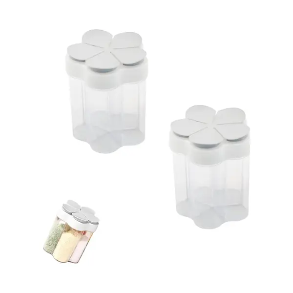 2-pack 5-in-1 Kruidenfles, Transparante Kruidenfles Opbergdoos, Camping Kruidenfles Met Deksel Voor Op Reis, Kamperen, Buiten, Keuken 11cm thumbnail
