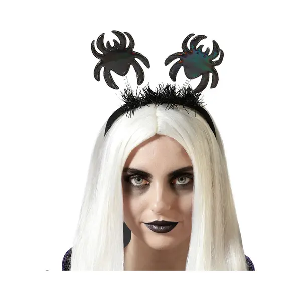 Atosa Halloween/horror Verkleed Diadeem/tiara - Met Grote Spinnen - Kunststof - Voor Dames/meisjes thumbnail