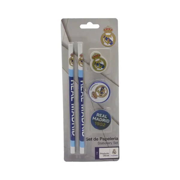 Real Madrid Cf Real Madrid Schrijfset – Potloden, Gum En Puntenslijper – Officieel Gelicentieerd – Cadeauset thumbnail