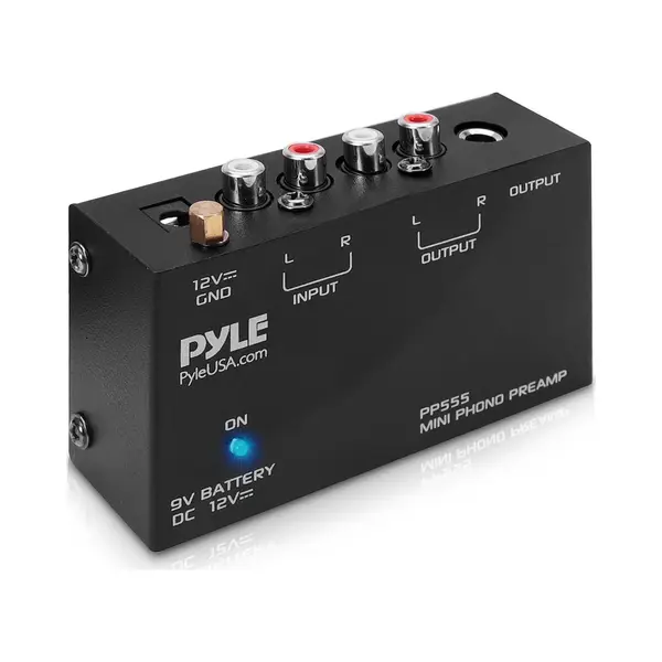 Pyle Audio Versterker- Stereo Versterker- Rca Ingang- Rca Uitgang- 9V Batterij thumbnail