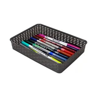 Hega Hogar Opbergmandje/ladeverdeler - Donkerbruin - 4.5 Liter - Kunststof - 26 X 35 X 6 Cm - Kastmandjes - Manden