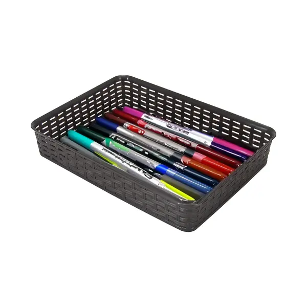 Hega Hogar Opbergmandje/ladeverdeler - Donkerbruin - 4.5 Liter - Kunststof - 26 X 35 X 6 Cm - Kastmandjes - Manden thumbnail