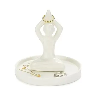 Balvi - Yoga Ceramic Ring Holder. Rings And Jewellery Tray. Made Of Ceramic. Yoga Shape.