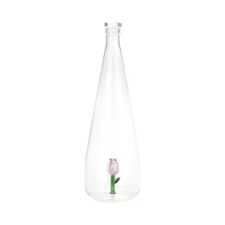 Balvi Waterfles Tulp 1L - Karaf Roze - Handgemaakt Borosilicaatglas