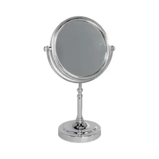 Gerimport Make Up Spiegeltje Op Standaard - Zilver - Dia 16 Cm - Tweezijdig Gebruik - Hoogte 31 Cm