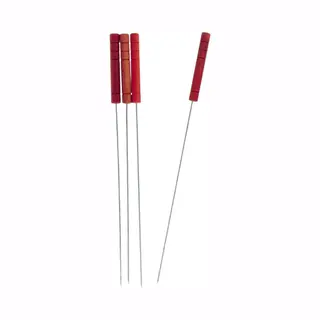 Gerimport Barbecue Spiezen - Bbq Vleespennen - 4x Stuks - Houten Handvat - Metaal - 32 Cm