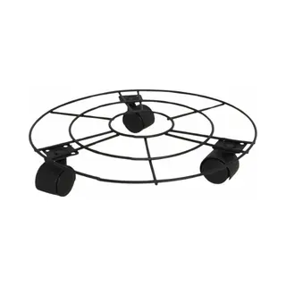 Gerimport Planten Trolley - Multiroller - Rond - Zwart - Metaal - D25 Cm