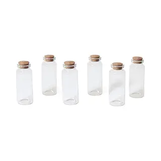 Gerimport Hobby Flesjes - 6 Stuks - Transparant - Met Kurk - 18 Ml - Cadeau - Hobby Flesje