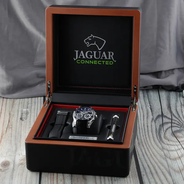 Jaguar Hybrid Smartwatch Herren Leder Schwarz - 10 Atm, Analog, Musik, Schritte, Anrufe - J958/1 thumbnail