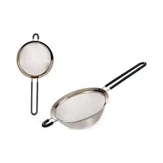 Kinvara Mini Zeefje Van Rvs - Zwart - Dia 10 Cm - Lengte 26 Cm - Keukenbenodigdheden - Keukengerei