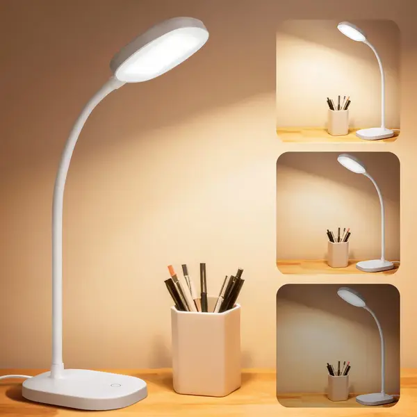 Aigostar 1048O - Bureaulamp Led Dimbaar - Touch Control - 3 Helderheid - Verstelbare Leeslamp - Bedlamp - 4W - Wit thumbnail